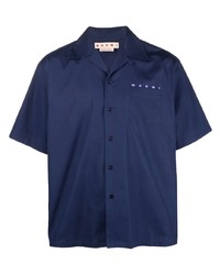Chemise à manches courtes bleu marine Marni
