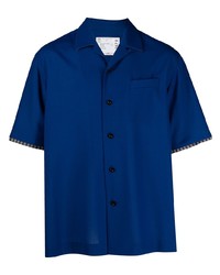 Chemise à manches courtes bleu marine Sacai