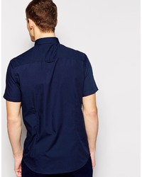 Chemise à manches courtes bleu marine Solid