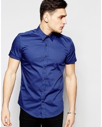 Chemise à manches courtes bleue Antony Morato