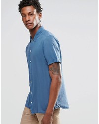 Chemise à manches courtes bleue Asos