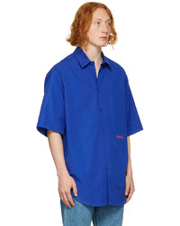 Chemise à manches courtes bleue Versace