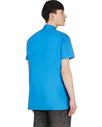 Chemise à manches courtes bleue Raf Simons