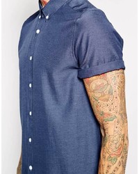 Chemise à manches courtes bleue Asos