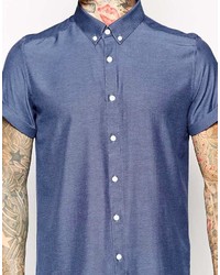 Chemise à manches courtes bleue Asos