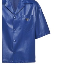 Chemise à manches courtes bleue Prada