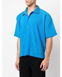 Chemise à manches courtes bleue Homme Plissé Issey Miyake