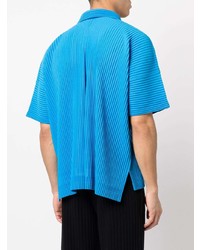 Chemise à manches courtes bleue Homme Plissé Issey Miyake