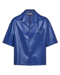 Chemise à manches courtes bleue Prada