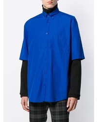 Chemise à manches courtes bleue Balenciaga