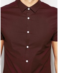 Chemise à manches courtes bordeaux Asos