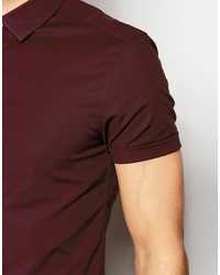 Chemise à manches courtes bordeaux Asos