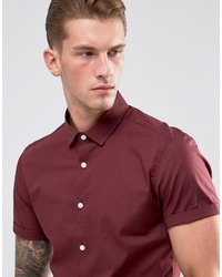 Chemise à manches courtes bordeaux Asos