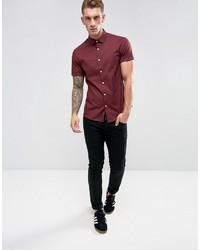 Chemise à manches courtes bordeaux Asos