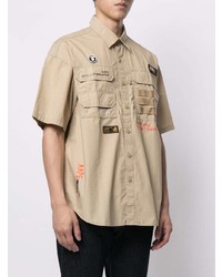 Chemise à manches courtes brodée beige AAPE BY A BATHING APE