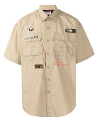 Chemise à manches courtes brodée beige AAPE BY A BATHING APE