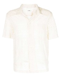 Chemise à manches courtes brodée beige Bode