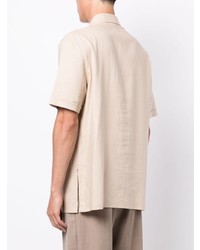 Chemise à manches courtes brodée beige Emporio Armani