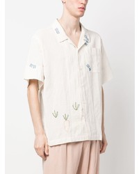 Chemise à manches courtes brodée beige Story Mfg.