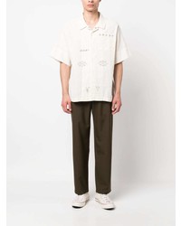 Chemise à manches courtes brodée beige Story Mfg.