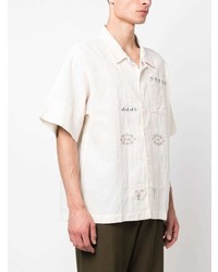 Chemise à manches courtes brodée beige Story Mfg.