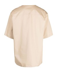 Chemise à manches courtes brodée beige Trussardi