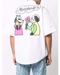 Chemise à manches courtes brodée blanche Moschino