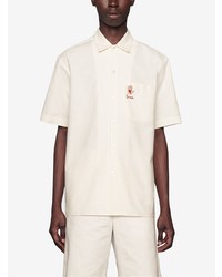 Chemise à manches courtes brodée blanche Gucci