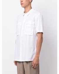 Chemise à manches courtes brodée blanche Emporio Armani