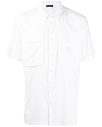 Chemise à manches courtes brodée blanche Emporio Armani