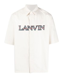 Chemise à manches courtes brodée blanche Lanvin