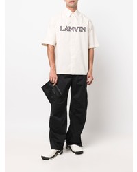 Chemise à manches courtes brodée blanche Lanvin