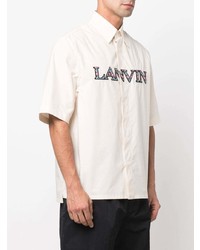 Chemise à manches courtes brodée blanche Lanvin