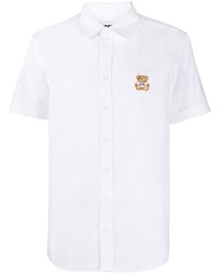 Chemise à manches courtes brodée blanche Moschino