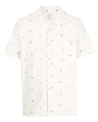 Chemise à manches courtes brodée blanche PS Paul Smith