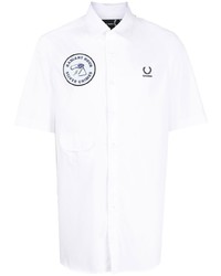 Chemise à manches courtes brodée blanche Raf Simons X Fred Perry