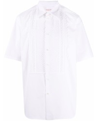 Chemise à manches courtes brodée blanche Valentino