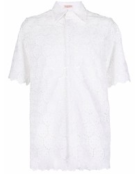 Chemise à manches courtes brodée blanche Valentino