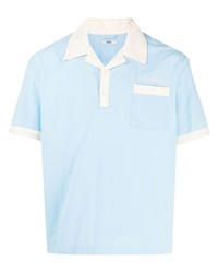 Chemise à manches courtes brodée bleu clair Bode