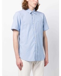 Chemise à manches courtes brodée bleu clair BOSS