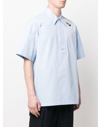 Chemise à manches courtes brodée bleu clair Jil Sander