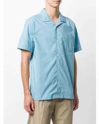 Chemise à manches courtes brodée bleu clair Stussy