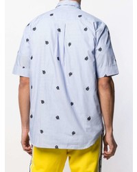 Chemise à manches courtes brodée bleu clair Kenzo