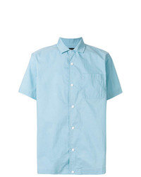 Chemise à manches courtes brodée bleu clair Stussy