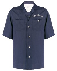 Chemise à manches courtes brodée bleu marine Alexander McQueen