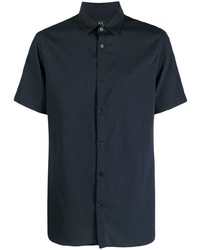 Chemise à manches courtes brodée bleu marine Armani Exchange