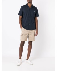 Chemise à manches courtes brodée bleu marine Hugo