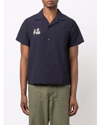 Chemise à manches courtes brodée bleu marine VISVIM