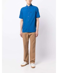 Chemise à manches courtes brodée bleue Fred Perry