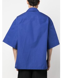 Chemise à manches courtes brodée bleue Off-White